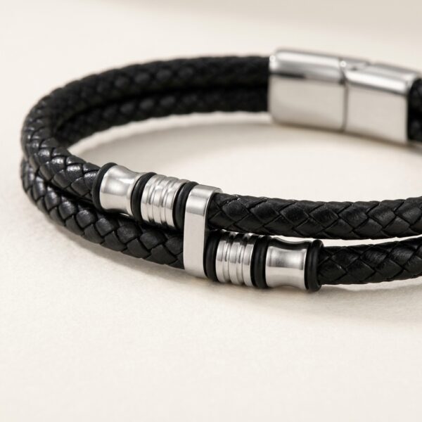 Pulsera Doble Trenza Negra