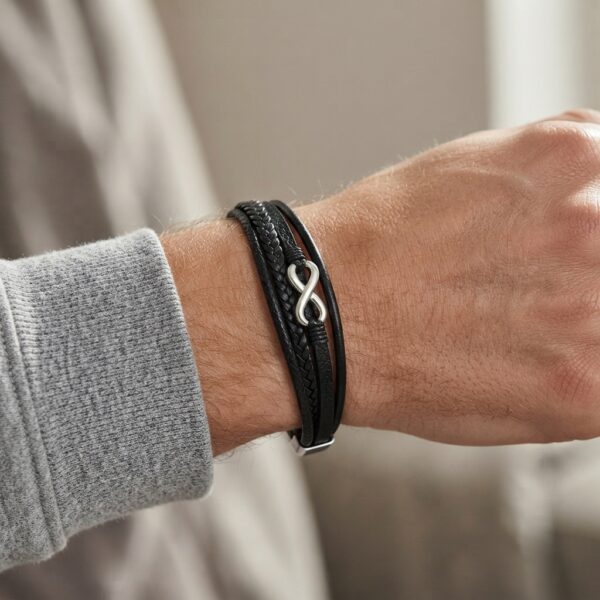 Gemini_Generated_Image_uextfmuextfmuext Pulsera Negra con Infinito Plateado