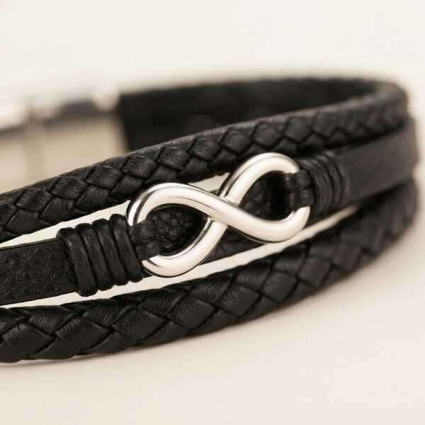 Gemini_Generated_Image_vnau3vnau3vnau3v Pulsera Negra con Infinito Plateado