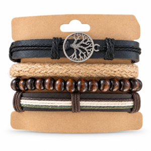 HAS-PUL-002 Set de pulseras Árbol de Vida en tonos tierra