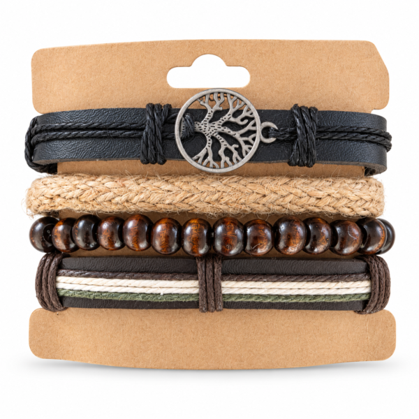 Set de pulseras Árbol de Vida en tonos tierra