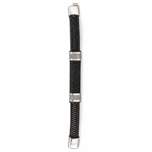Pulsera Ébano Plateado Pulsera negra trenzada con detalles plateados