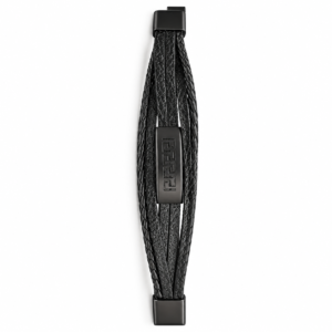 Pulsera Greca Negra Pulsera negra con placa metálica de greca